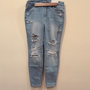 American Eagle Outfitters Blue Skinny Jeans Distressed